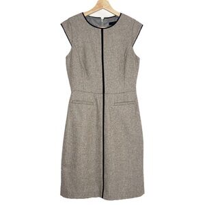 J Crew Wool Blend Cap Sleeves Brown Midi Dress Sz 2